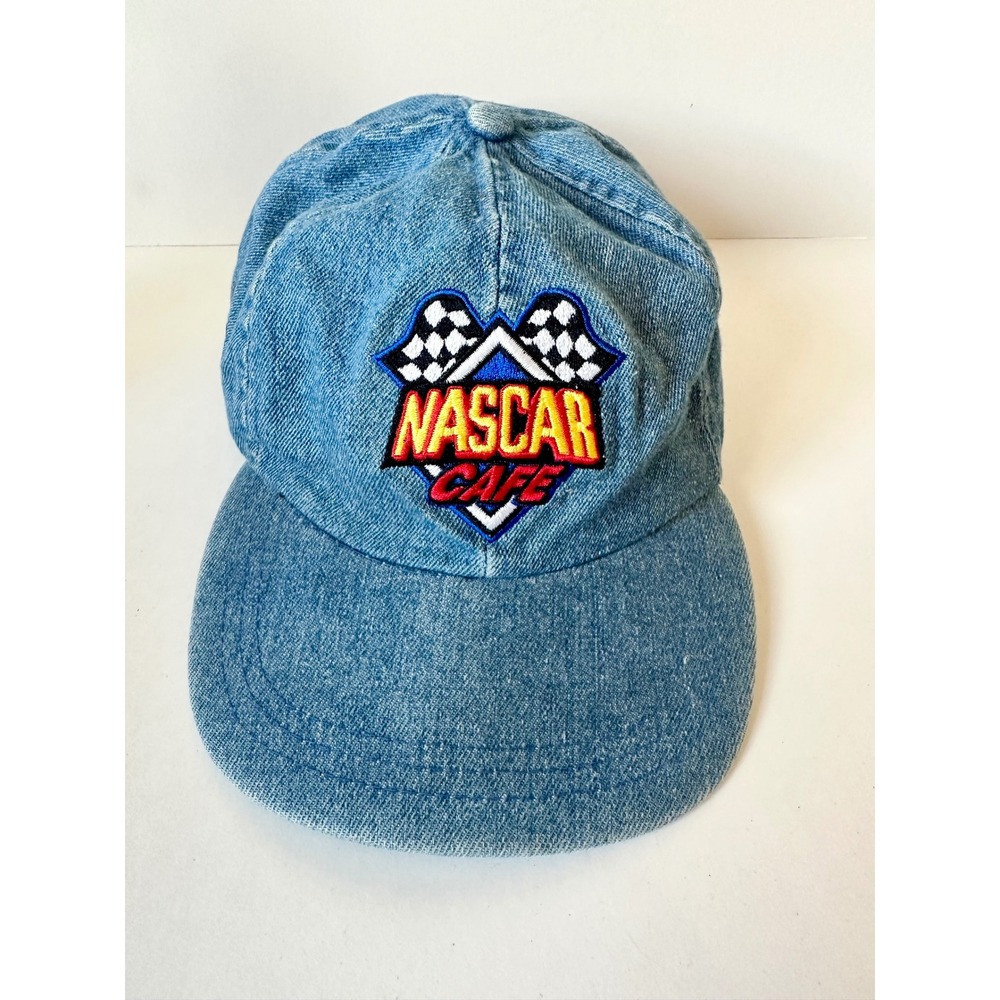 Vintage NASCAR Cafe Orlando Denim Hat Blue Embroidered Baseball Cap Adjustable
